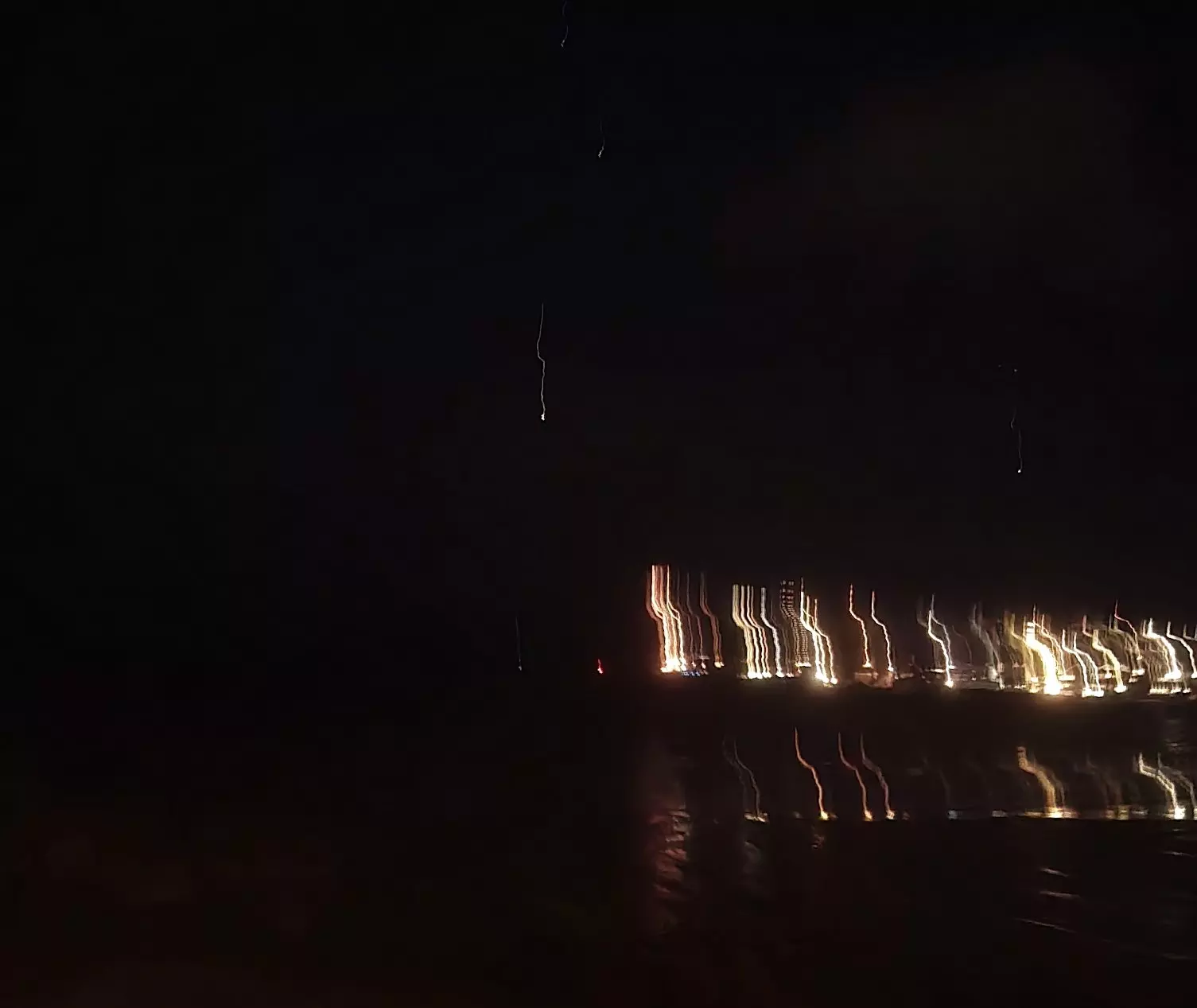 A picture (really blurry) of the night sky over the beach