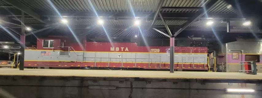 MBTA gold and red hertiage livery-side view